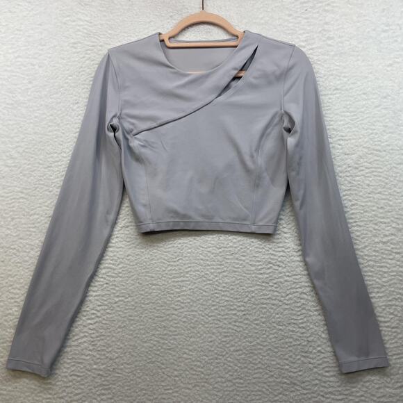 Lululemon Top Womens 4 Purple Aligned Angles Long Sleeve Nulu Asymmetrical Cropd - Picture 1 of 8